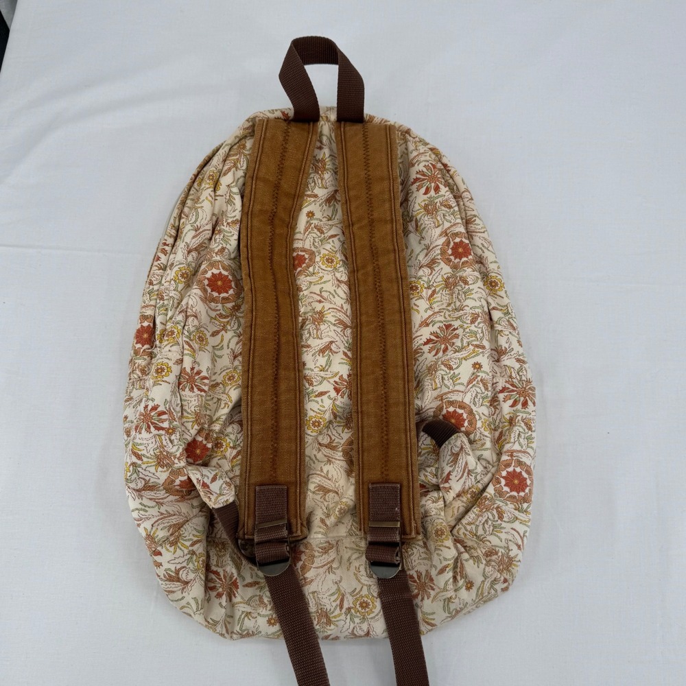 ONeill Floral Canvas Backpack Beige & Orange Boho Hippie Travel School Book Bag - Picture 5 of 11